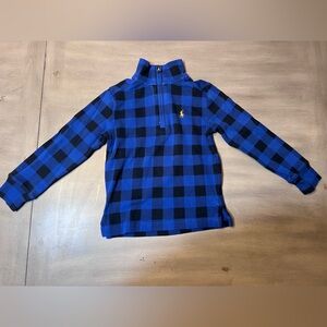 Ralph Lauren polo boys blue plaid Christmas holiday quarter 1/4 zip sweater sz 4
